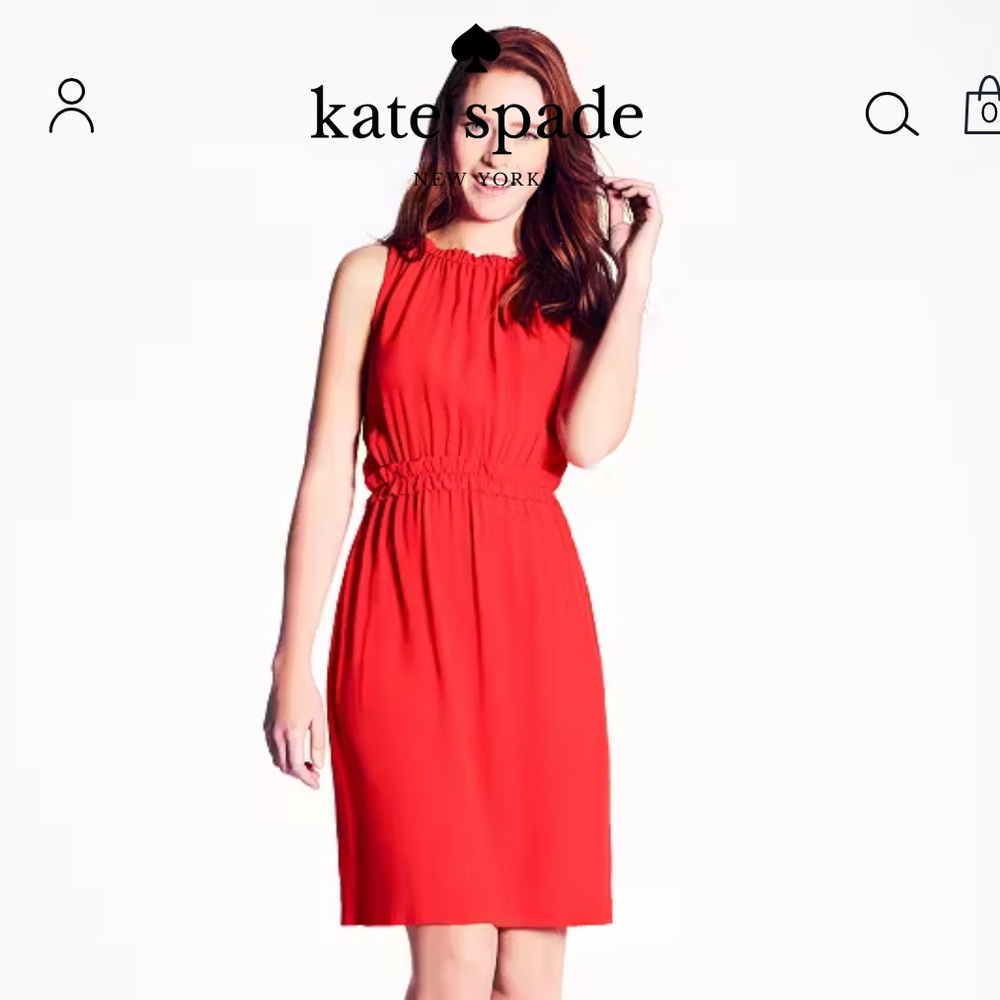 Kate Spade Katia Size 8 Red Sold Out Crepe Midi Dress Bow Detail Christmas Party